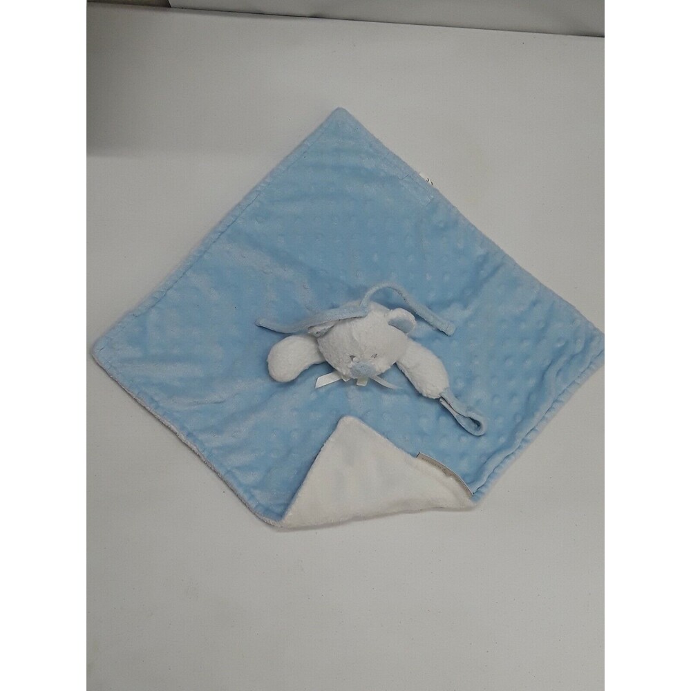 Blankets & Beyond Lovey Security Blanket White Blue Minky Dot Bear Baby Nunu